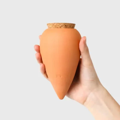 olla pépin terracota tenu dans une main